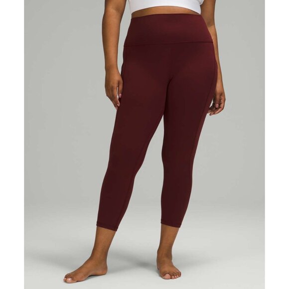 Lululemon Align High Rise Crop Pockets Leggings 23" 0 Red Merlot Stretch Athleti - Picture 1 of 8